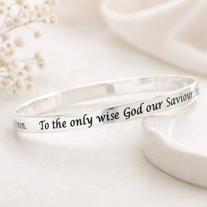 Jude 1:25 Sterling Silver Bangle Bracelet | Glory, Majesty, Dominion, and Power