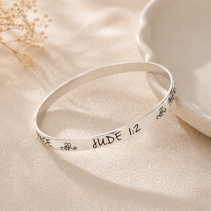 Jude 1:2 Sterling Silver Bangle Bracelet | Mercy, Peace, and Love