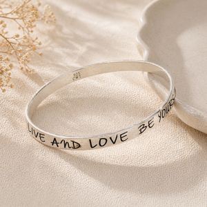Jude 1:2 Sterling Silver Bangle Bracelet | Mercy, Peace, and Love