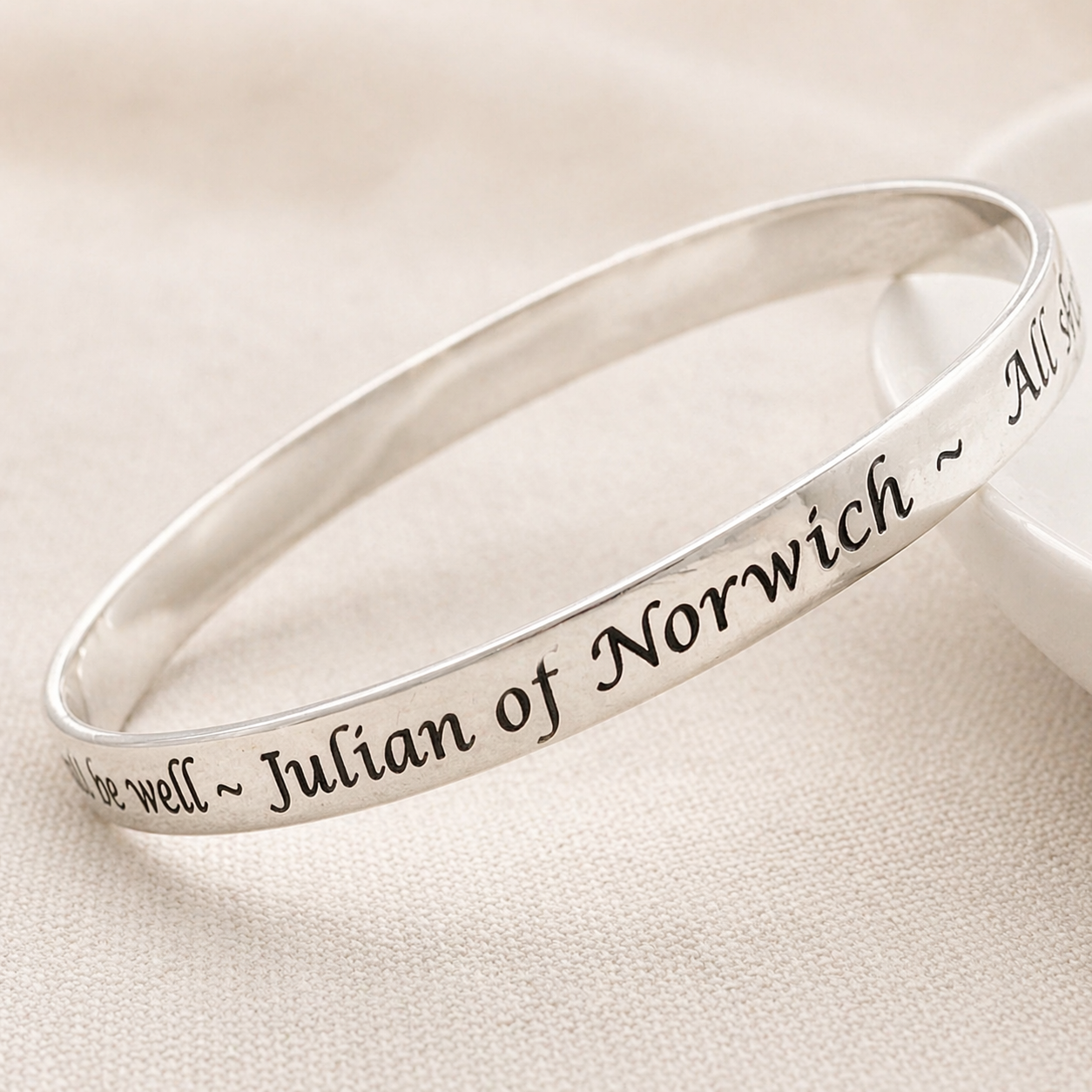 All Shall Be Well Bangle Bracelet | Julian of Norwich | Sterling Silver