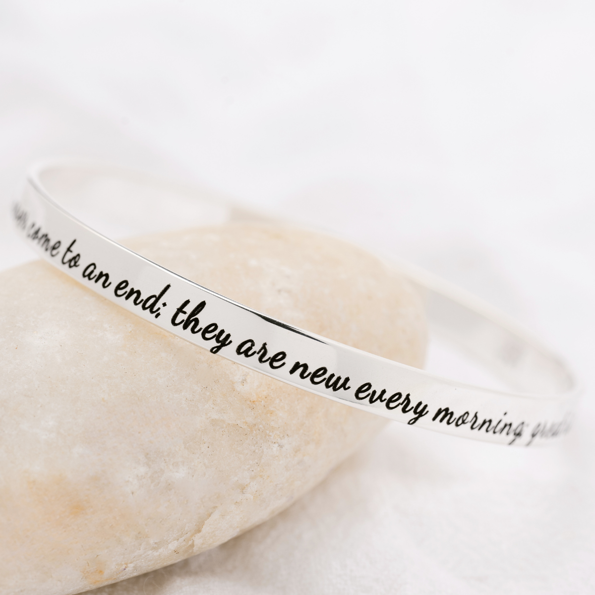 Lamentations 3:22 Sterling Silver Bangle Bracelet | New Every 