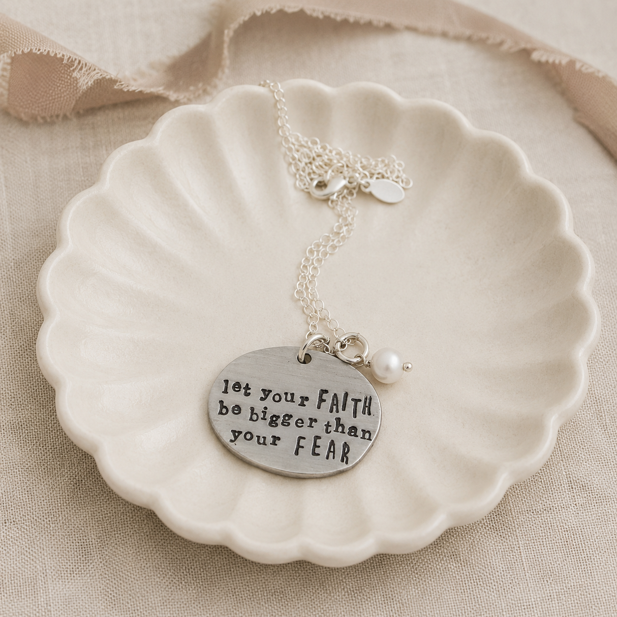 Let Your Faith Be Bigger Than Your Fear Fine Pewter Necklace | The Vintage Pearl