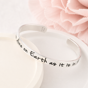 Matthew 6:10 Sterling Silver Engraved Cuff Bracelet | Thy Will Be Done