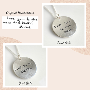 Sterling Silver Pendant Necklace | Custom Engraved with Your Actual Handwriting