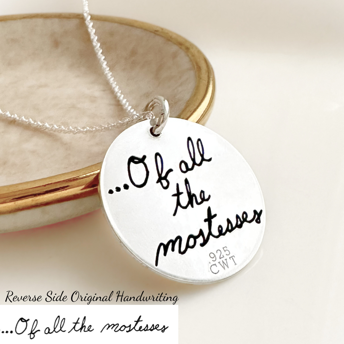 Sterling Silver Necklace | Engraved with Your Actual Handwriting - Clothed  with Truth