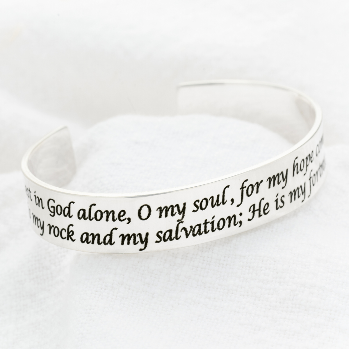 I Will Not Be Shaken Sterling Silver Bracelet Psalm 62 5 Clothed with Truth