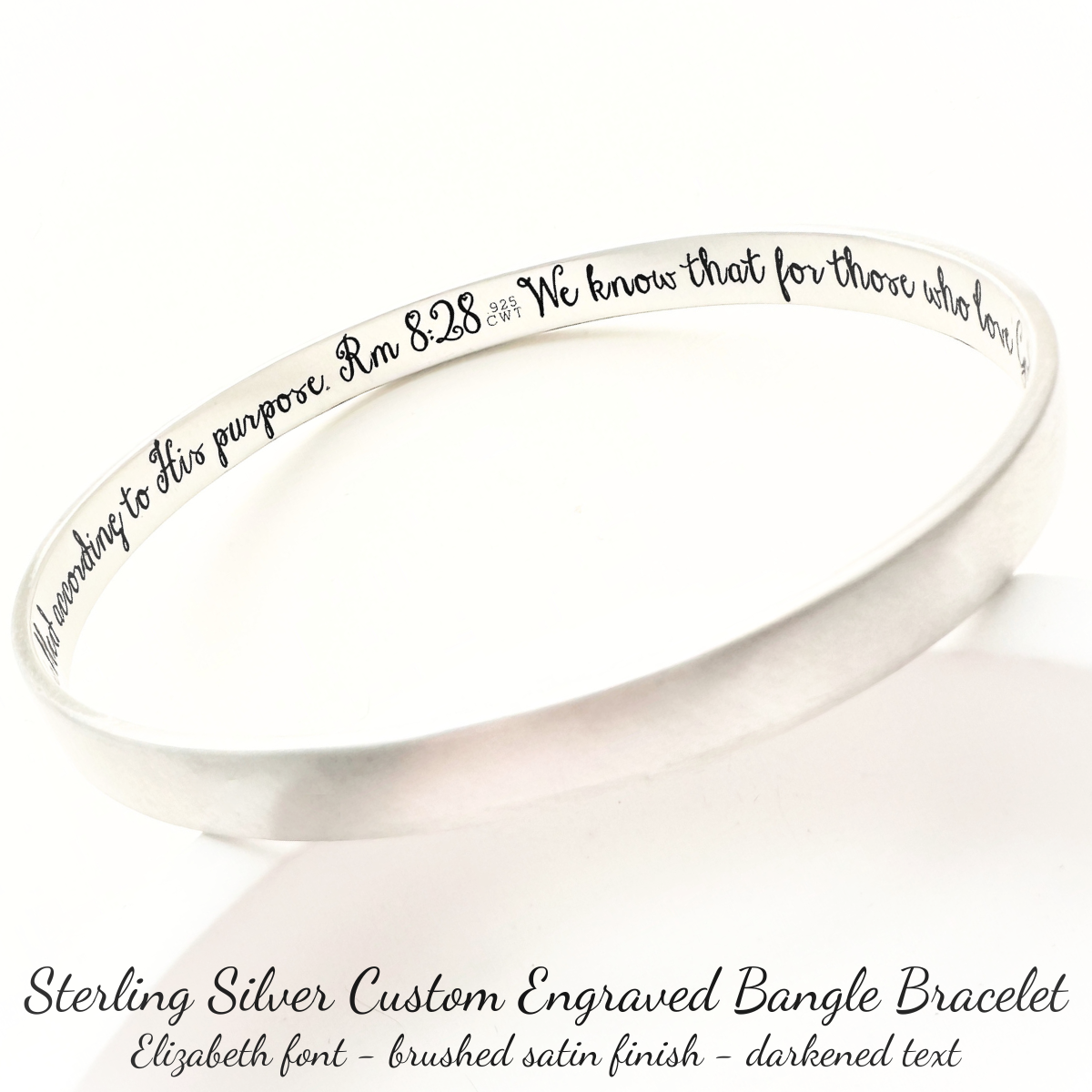 Sterling Silver Personalized Monogram Bangle Bracelet. 7