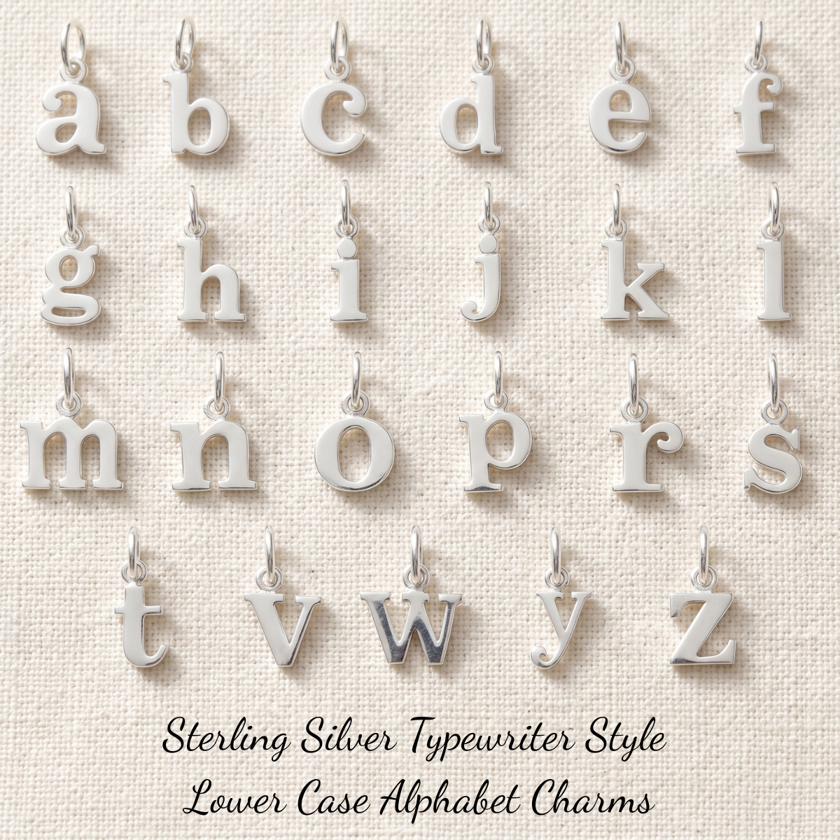 Sterling Silver Initial Charms | Typewriter Alphabet Letter Charm