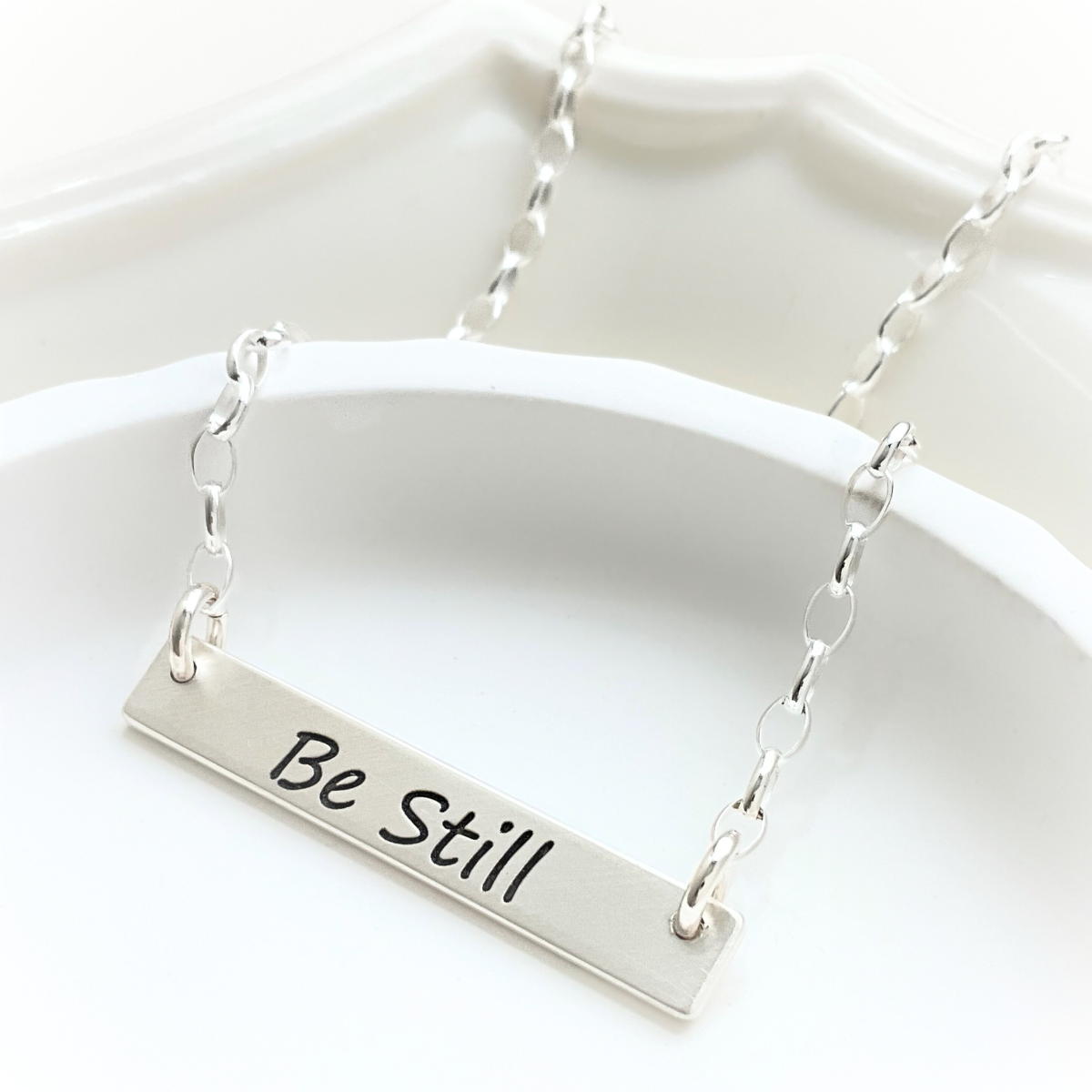 Engravable Print and Your Own Handwriting Vertical Bar Pendant in Sterling  Silver (1 Image and Line) | Zales