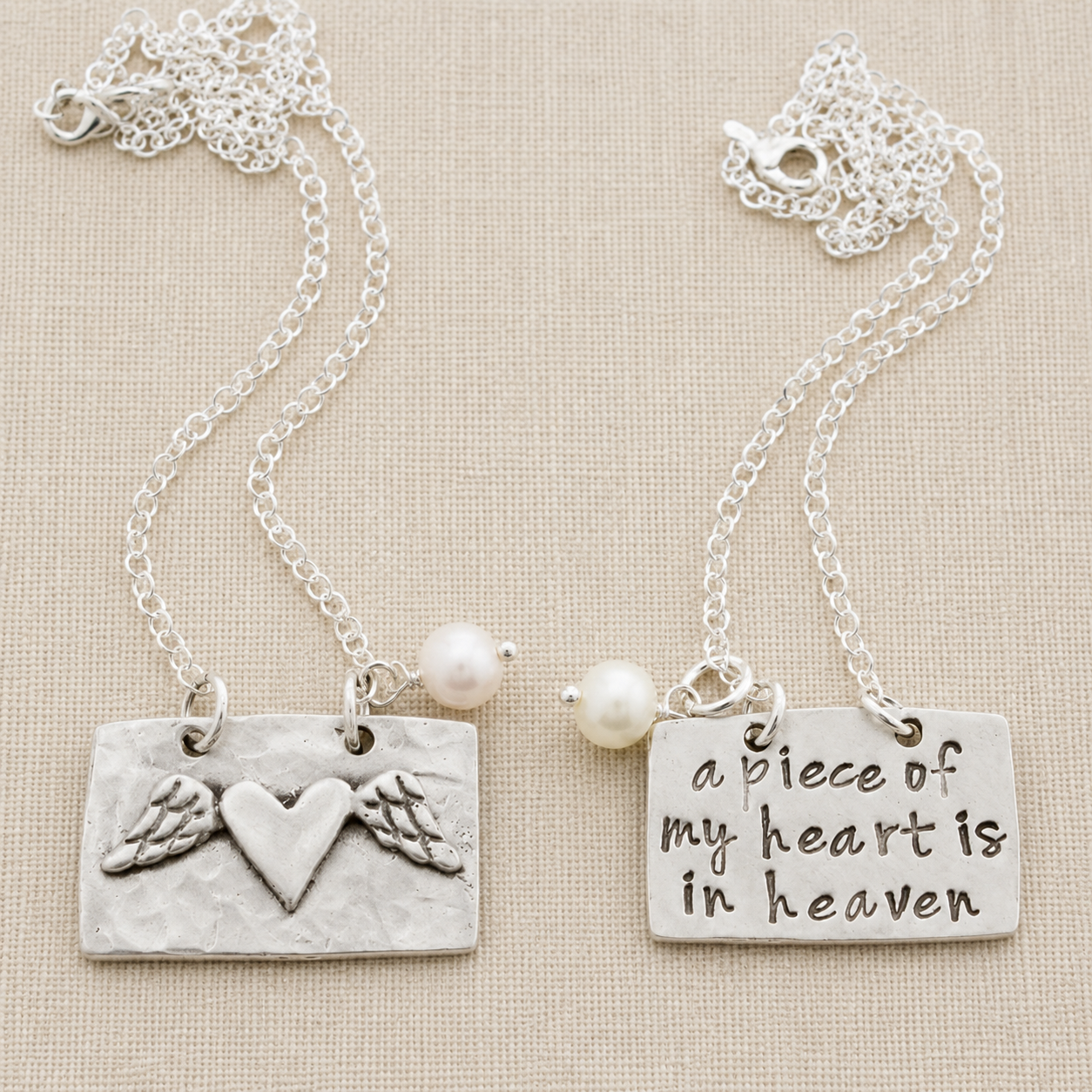 A Piece Of My Heart Is In Heaven Memorial Necklace | The Vintage Pearl