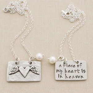 A Piece Of My Heart Is In Heaven Memorial Necklace | The Vintage Pearl