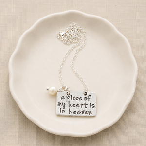 A Piece Of My Heart Is In Heaven Memorial Necklace | The Vintage Pearl