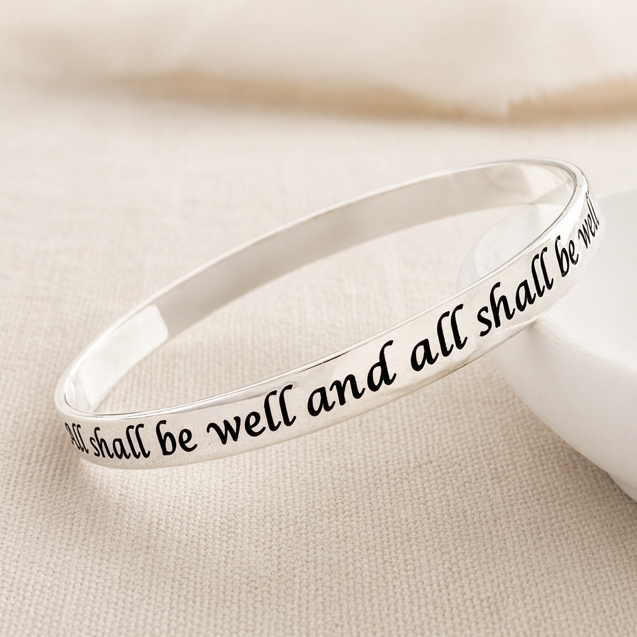 All Shall Be Well Bangle Bracelet | Julian of Norwich | Sterling Silver