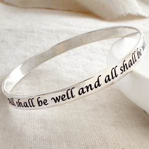 All Shall Be Well Bangle Bracelet | Julian of Norwich | Sterling Silver or 14k Gold