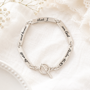 Sterling Silver Psalm 46:10 Link Bracelet | Be Still and Know that I am God