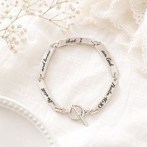 Sterling Silver Custom Engraved Link Bracelet | Personalized Inscription
