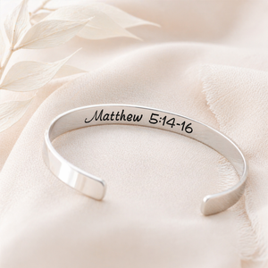 Be the Light Sterling Silver Engraved Cuff Bracelet | Matthew 5:14-16