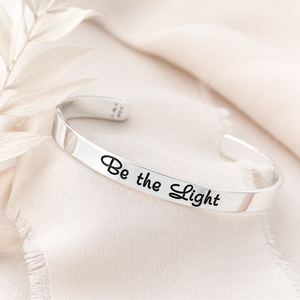 Be the Light Sterling Silver Engraved Cuff Bracelet | Matthew 5:14-16