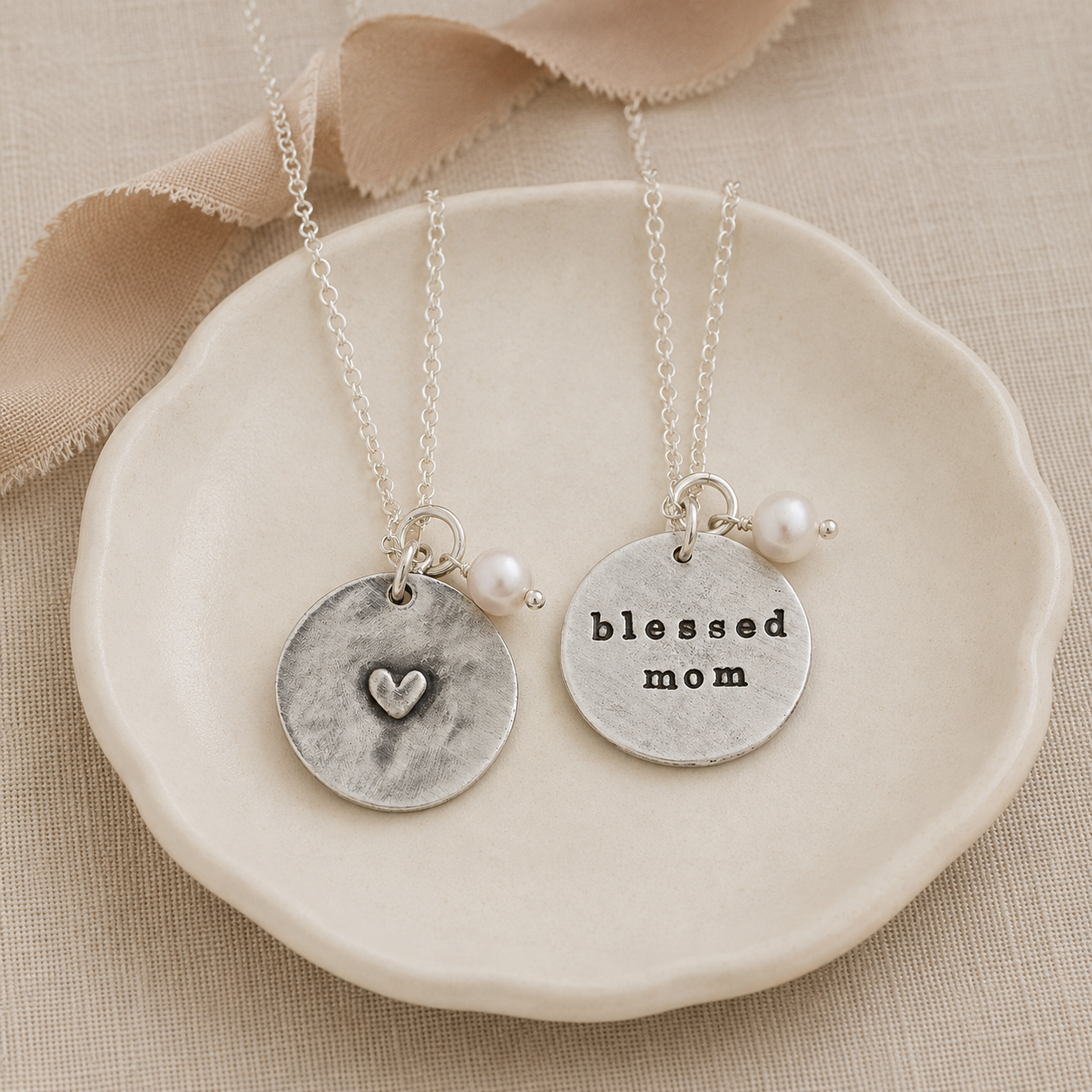 Blessed Mom Fine Pewter Necklace | The Vintage Pearl