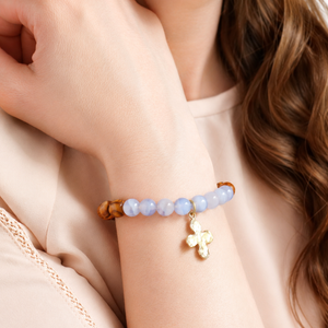 Holy Land Olive Wood & Gemstone Bead Bracelet | Choose Your Stone & Charm