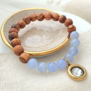 Holy Land Olive Wood & Gemstone Bead Bracelet | Choose Your Stone & Charm