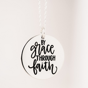 Sterling Silver By Grace Through Faith Pendant Necklace | Ephesians 2:8-9
