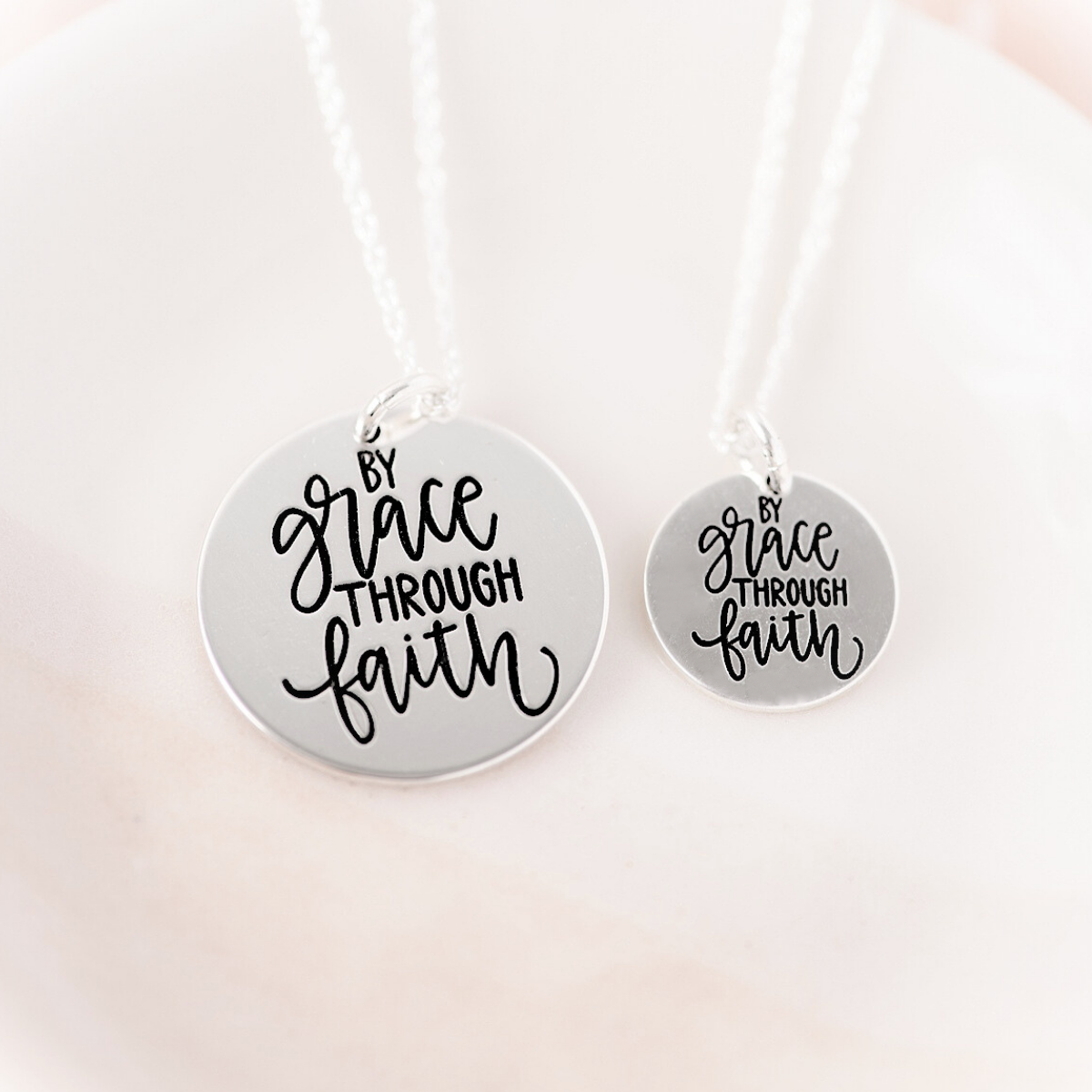 Sterling Silver By Grace Through Faith Pendant Necklace | Ephesians 2:8-9