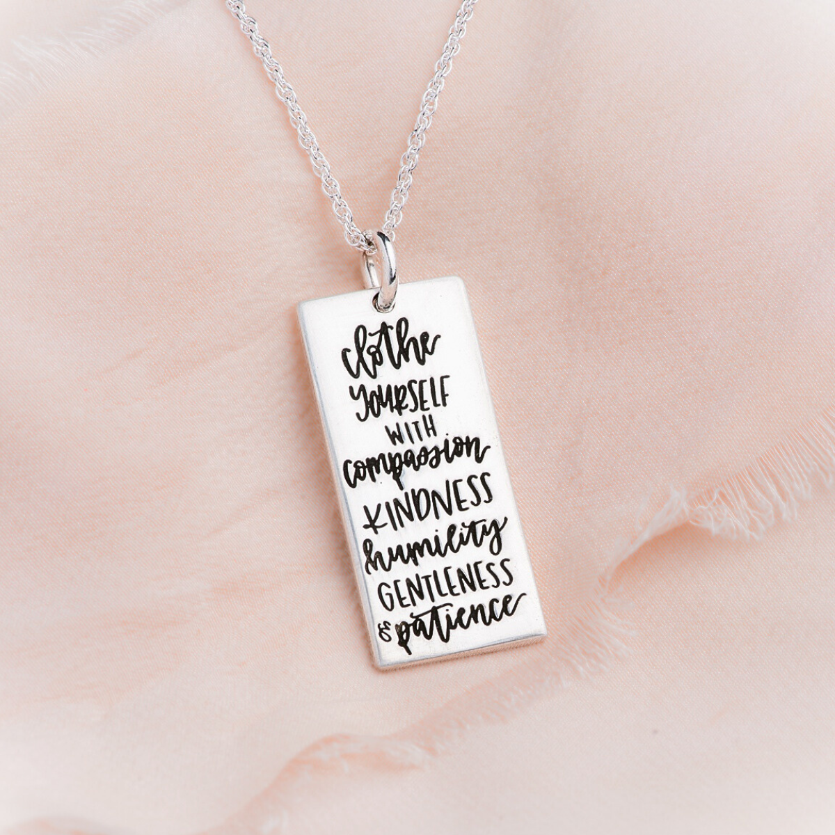 Sterling Silver Colossians 3:12 Pendant Necklace | Clothe Yourselves with Compassion