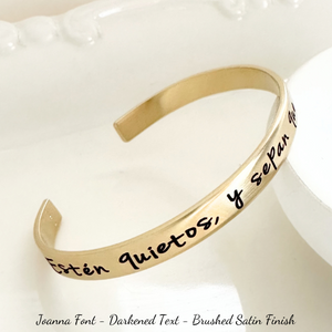 Gold Brass Custom Engraved Personalized Cuff Bracelet | 1/4" Wide