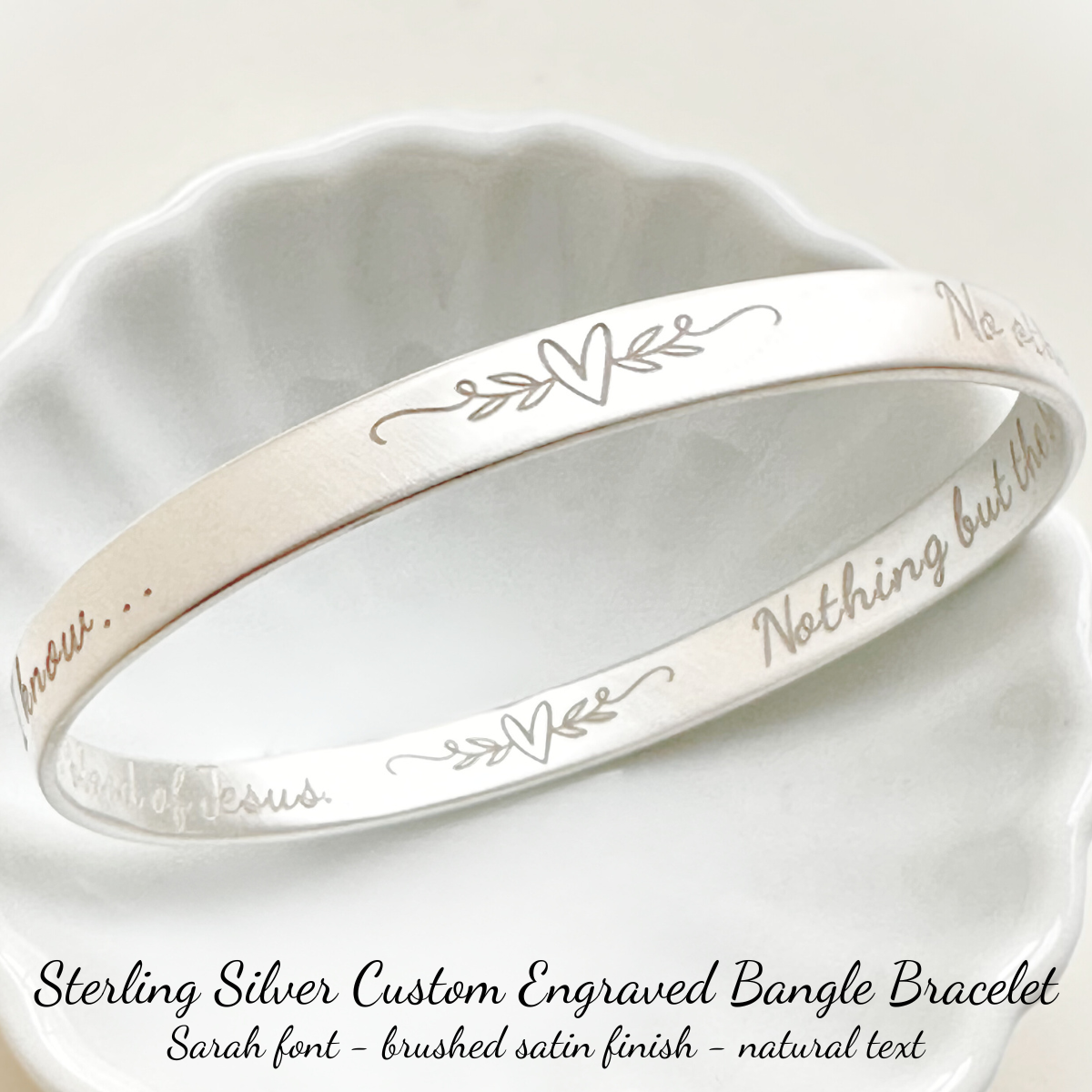 Sterling Silver Custom Engraved Personalized Bangle Bracelet - Clothed ...