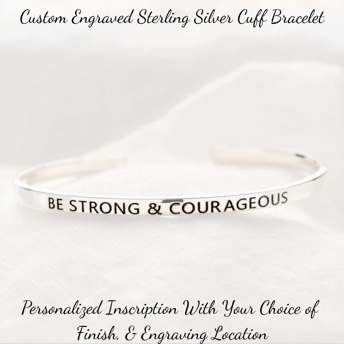 Sterling Silver Custom Engraved Skinny Stacking Cuff Bracelets | 1/8" Wide