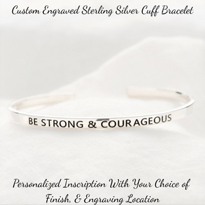 Sterling Silver Custom Engraved Skinny Stacking Cuff Bracelets | 1/8" Wide
