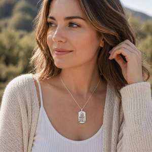 Sterling Silver Dog Tag Pendant Necklace | Matthew 17:20 | Mustard Seed Faith