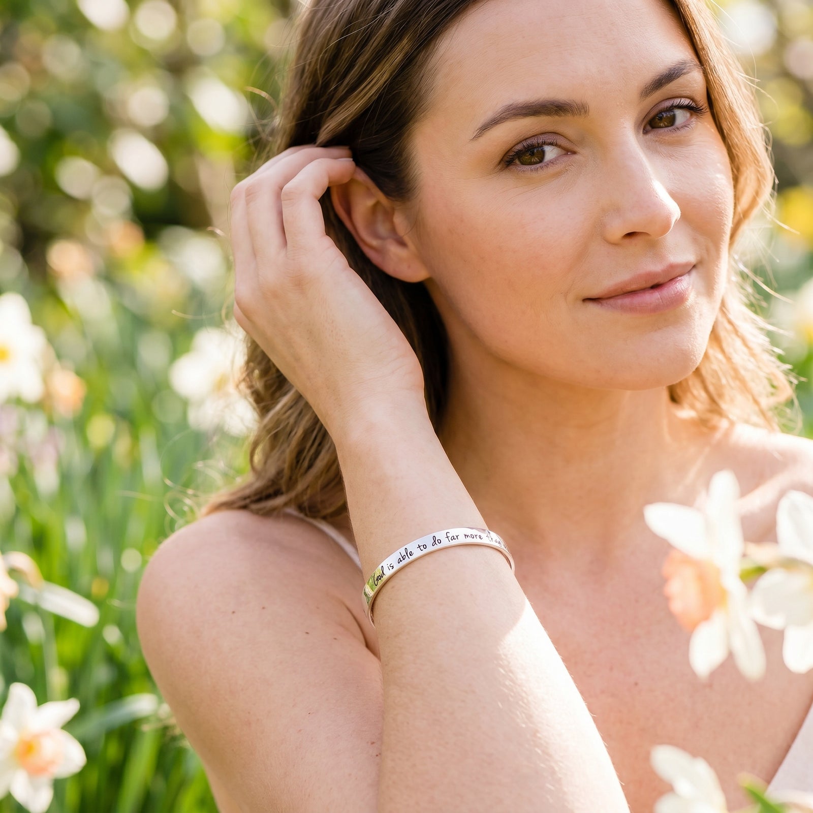 Ephesians 3:20 Sterling Silver Bangle Bracelet | God is Able