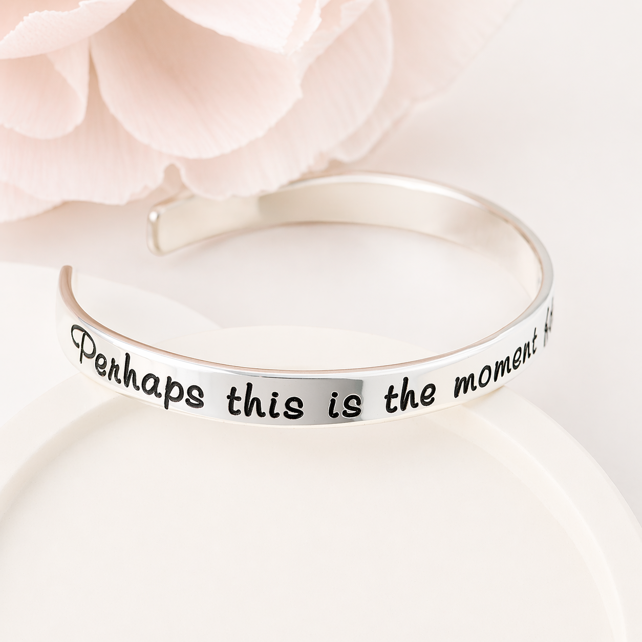 Esther 4:14 Sterling Silver Engraved Scripture Verse Cuff Bracelet