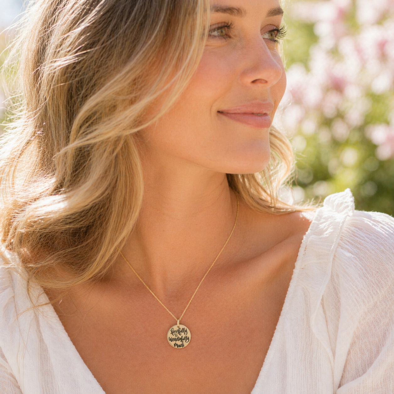 14k Gold Fearfully and Wonderfully Made Pendant Necklace | Psalm 139:14
