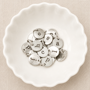 Fine Pewter Initial Charms | Alphabet Letter Disc Charm