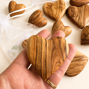 Flat Level Holy Land Olive Wood Heart Made in Bethlehem