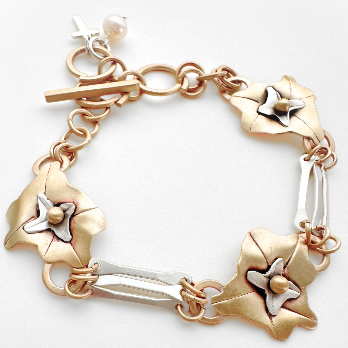 Sterling Silver & Gold Brass Garden of Eden Bracelet