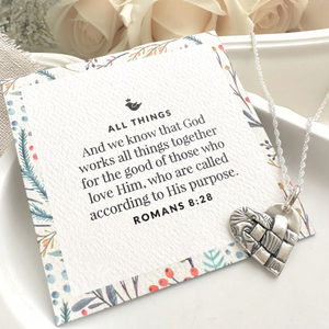 Sterling Silver God Works All Things Together Necklace | Romans 8:28