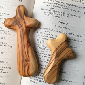 Bethlehem Olive Wood Comfort Cross | Holy Land Holding Cross | Palm Prayer Cross