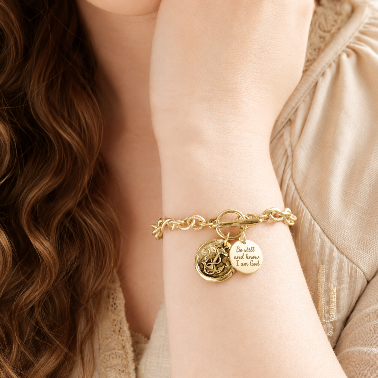 Antiqued Anchor Wax Seal Charm Bracelet | Select Your Scripture