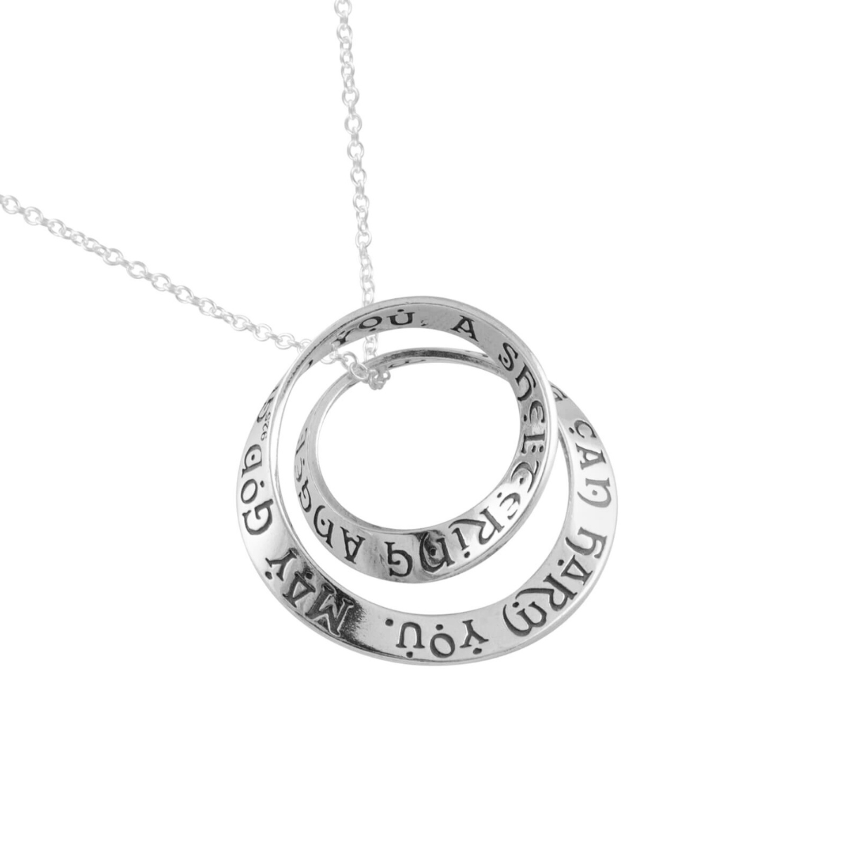 Irish Blessing Sterling Silver Double Mobius Twist Necklace | St. Patrick Quote