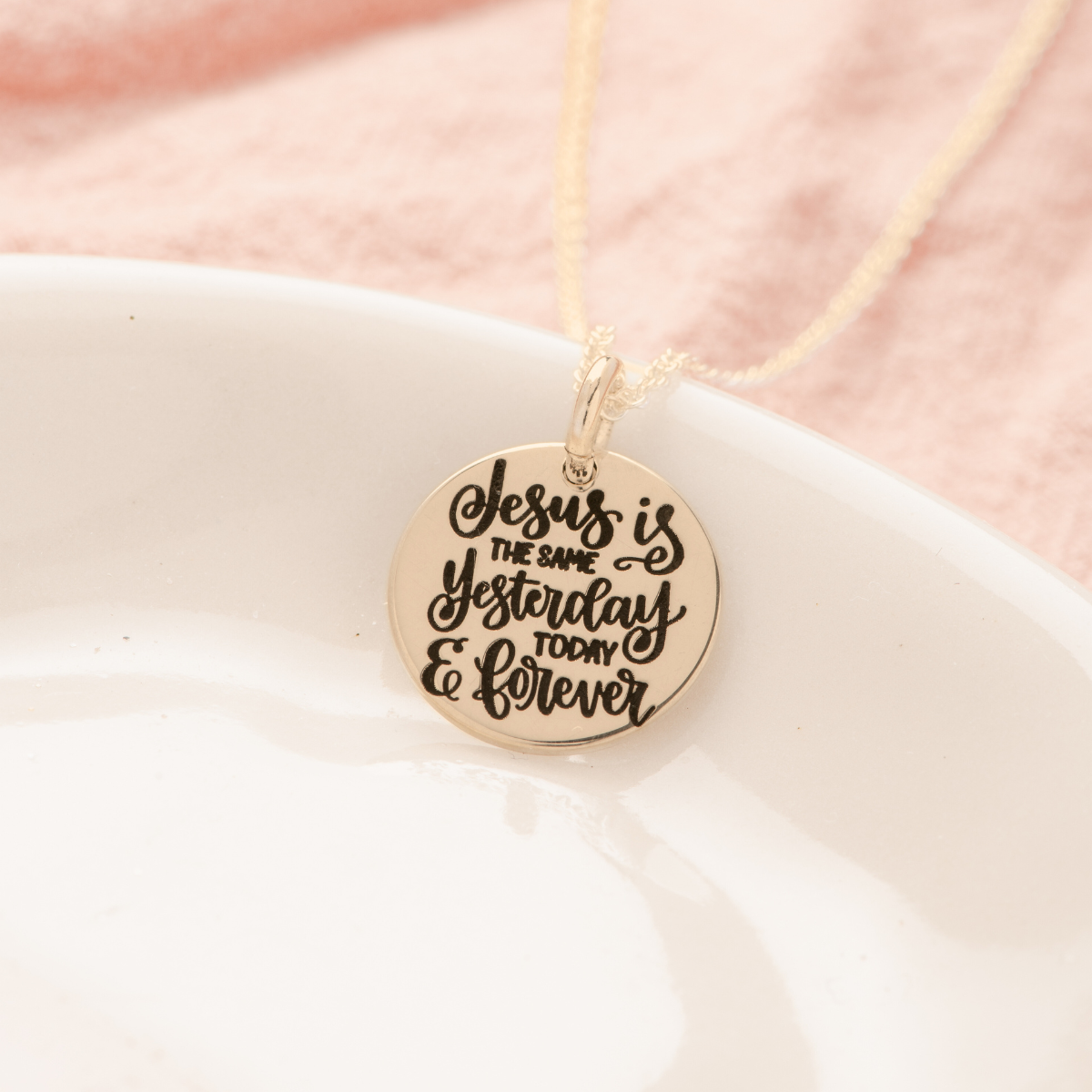 14k Gold Yesterday, Today, Forever Pendant Necklace | Hebrews 13:8