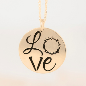 14k Gold Love Crown Pendant Necklace | John 3:16