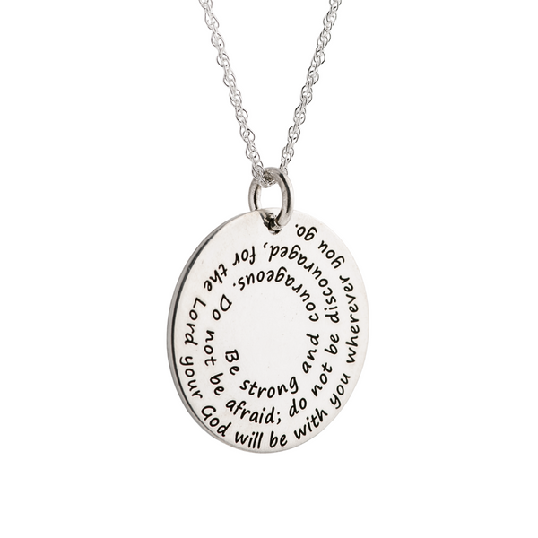 Sterling Silver Pendant Necklace | Be Strong & Courageous | Joshua 1:9 ...