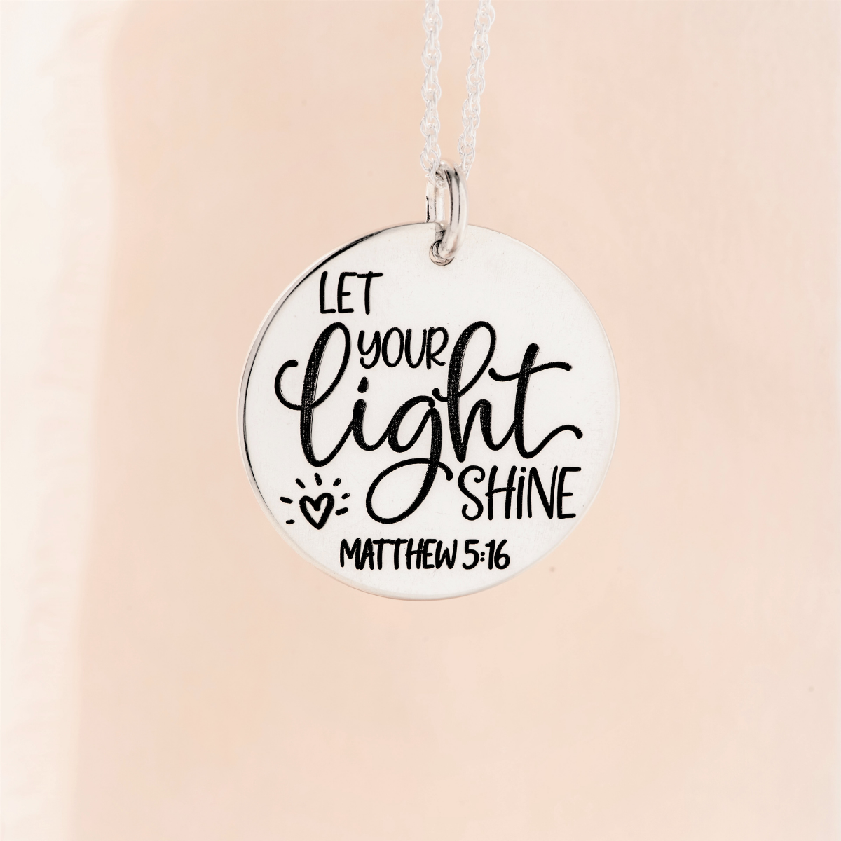 Sterling Silver Let Your Light Shine Pendant Necklace Matthew 5 16