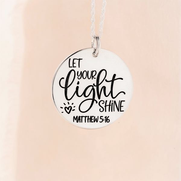 Sterling Silver Let Your Light Shine Pendant Necklace Matthew 5 16 Clothed with Truth