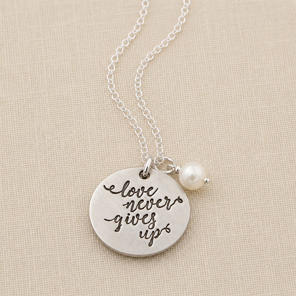 Love Never Gives Up Fine Pewter Necklace | The Vintage Pearl