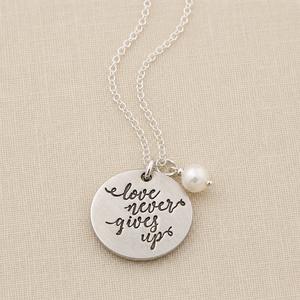 Love Never Gives Up Fine Pewter Necklace | The Vintage Pearl